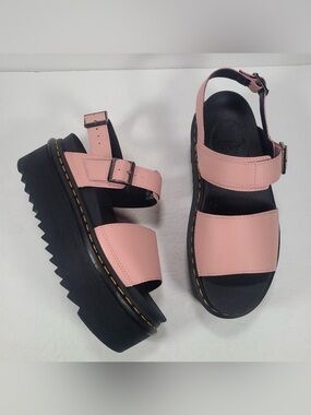 Dr. Martens Voss Quad Chunky Platform Peach Pink Leather Sandals Women Size 10